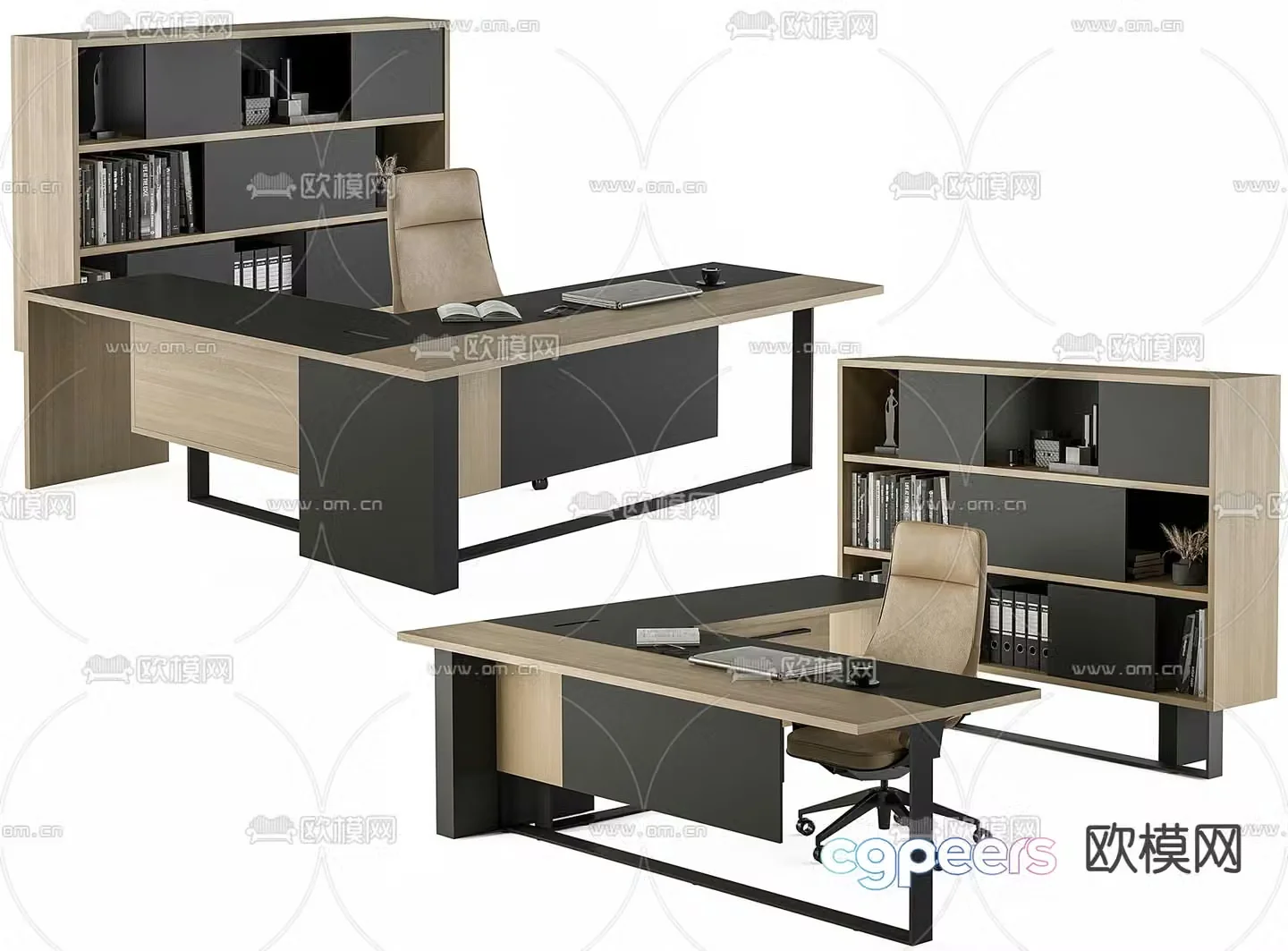 Executive desk file cabinet 3d model