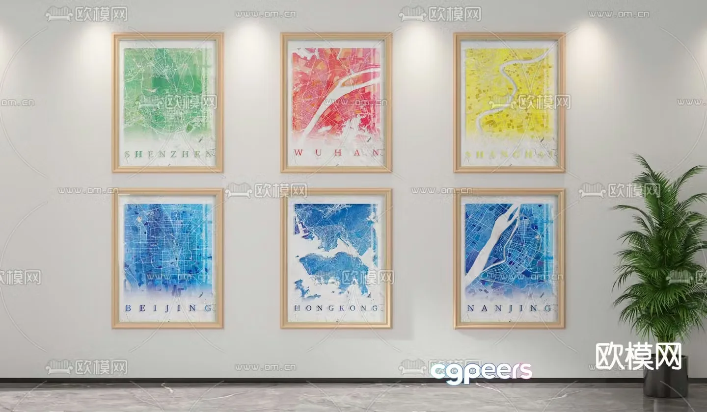 Decorative painting Abstract painting Combination painting 3d model