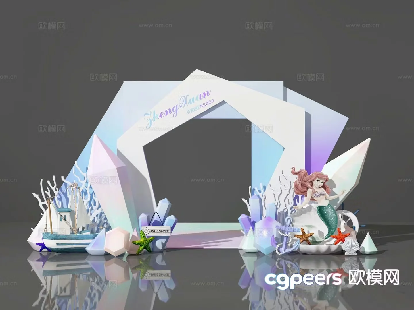Marine theme display 3D model