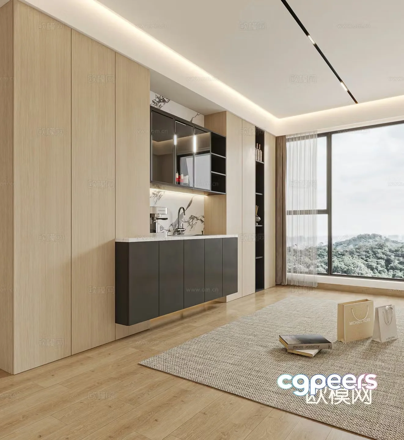 Modern sideboard floating sideboard 3d model