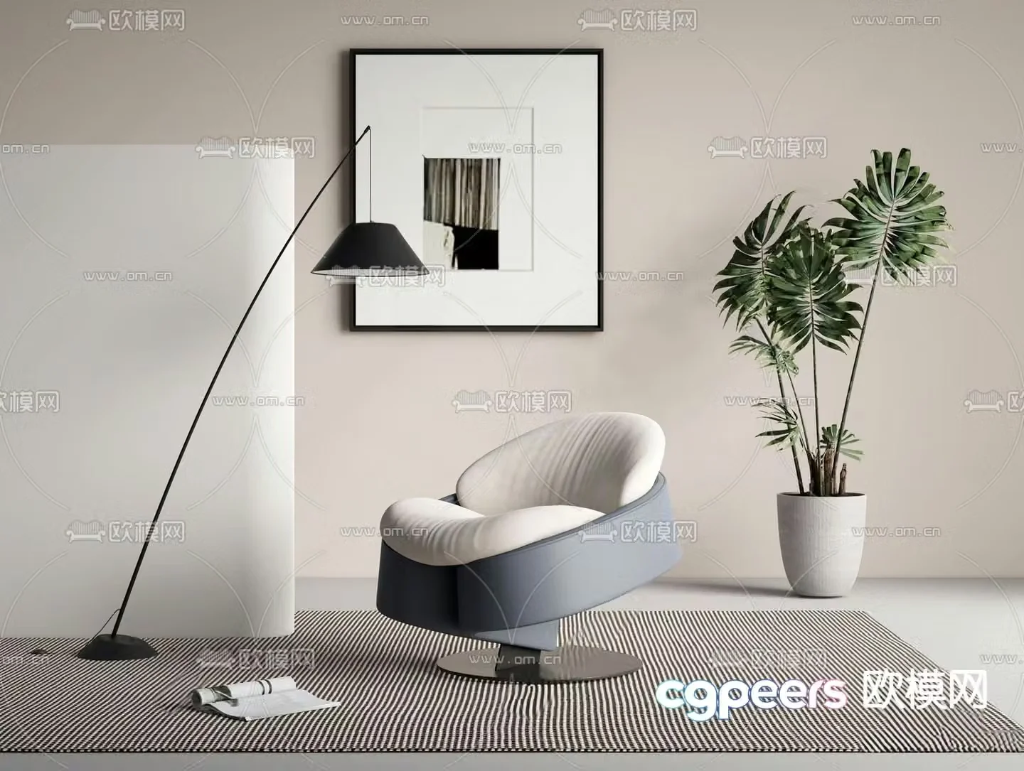 Modern sofa chair leisure chair 3d model