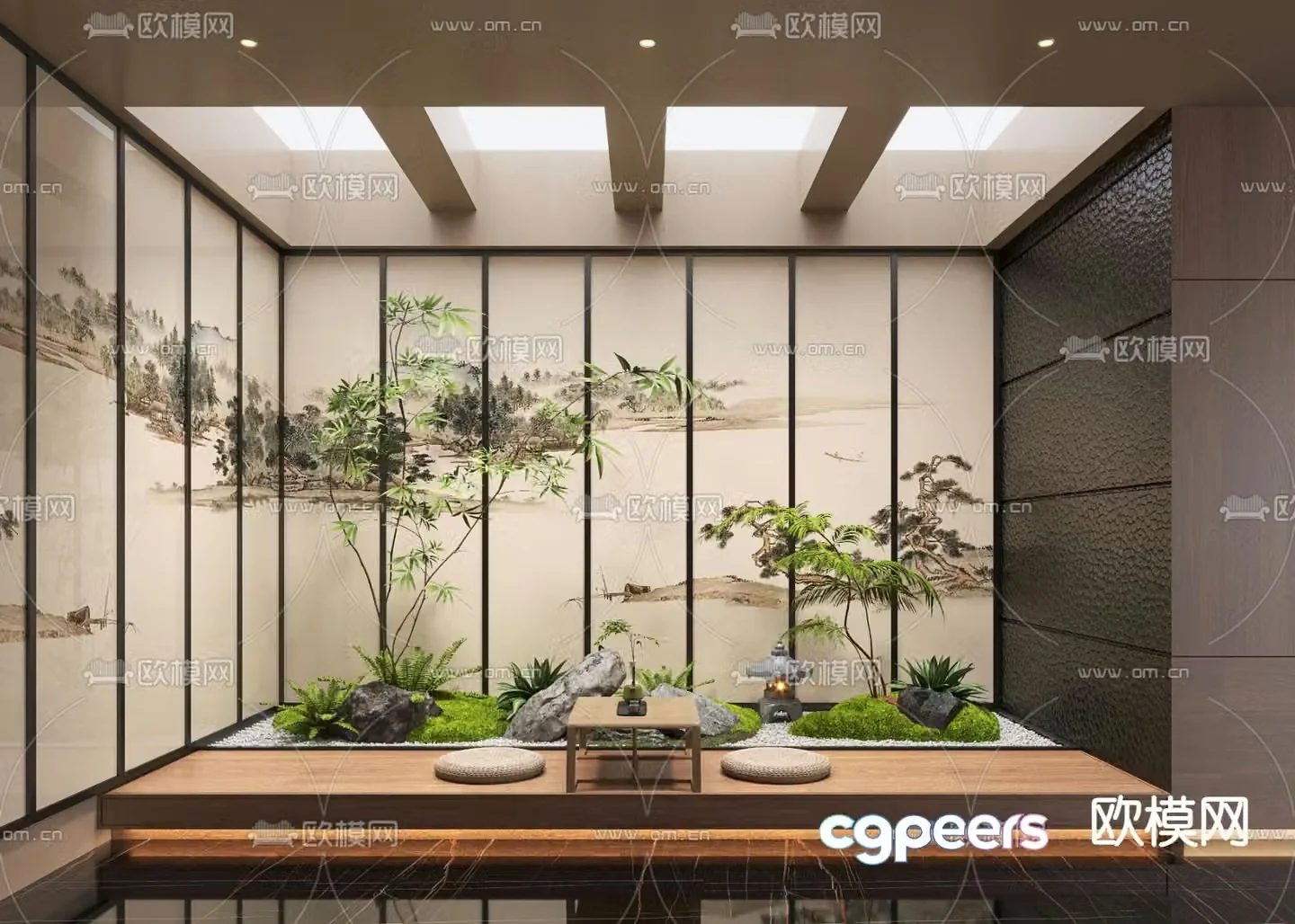 Indoor landscaping plant pile landscape sketch 3d model