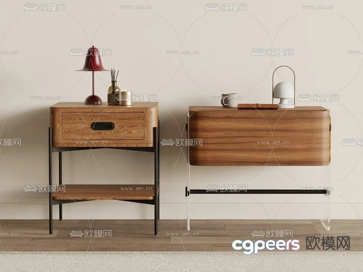 Wabi-sabi style bedside table 3d model