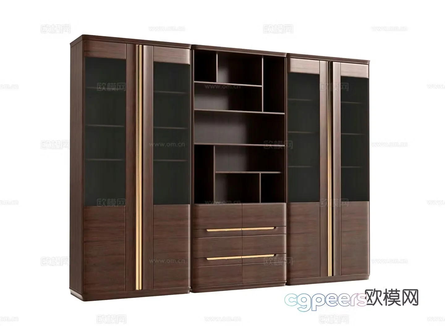 New Chinese style finished bookcase 3d model