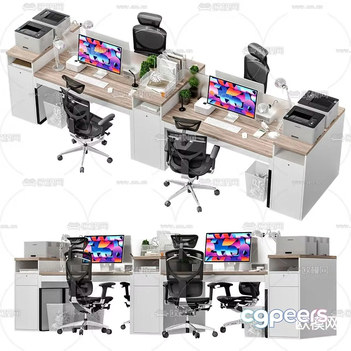 Card space desk workstation 3D model