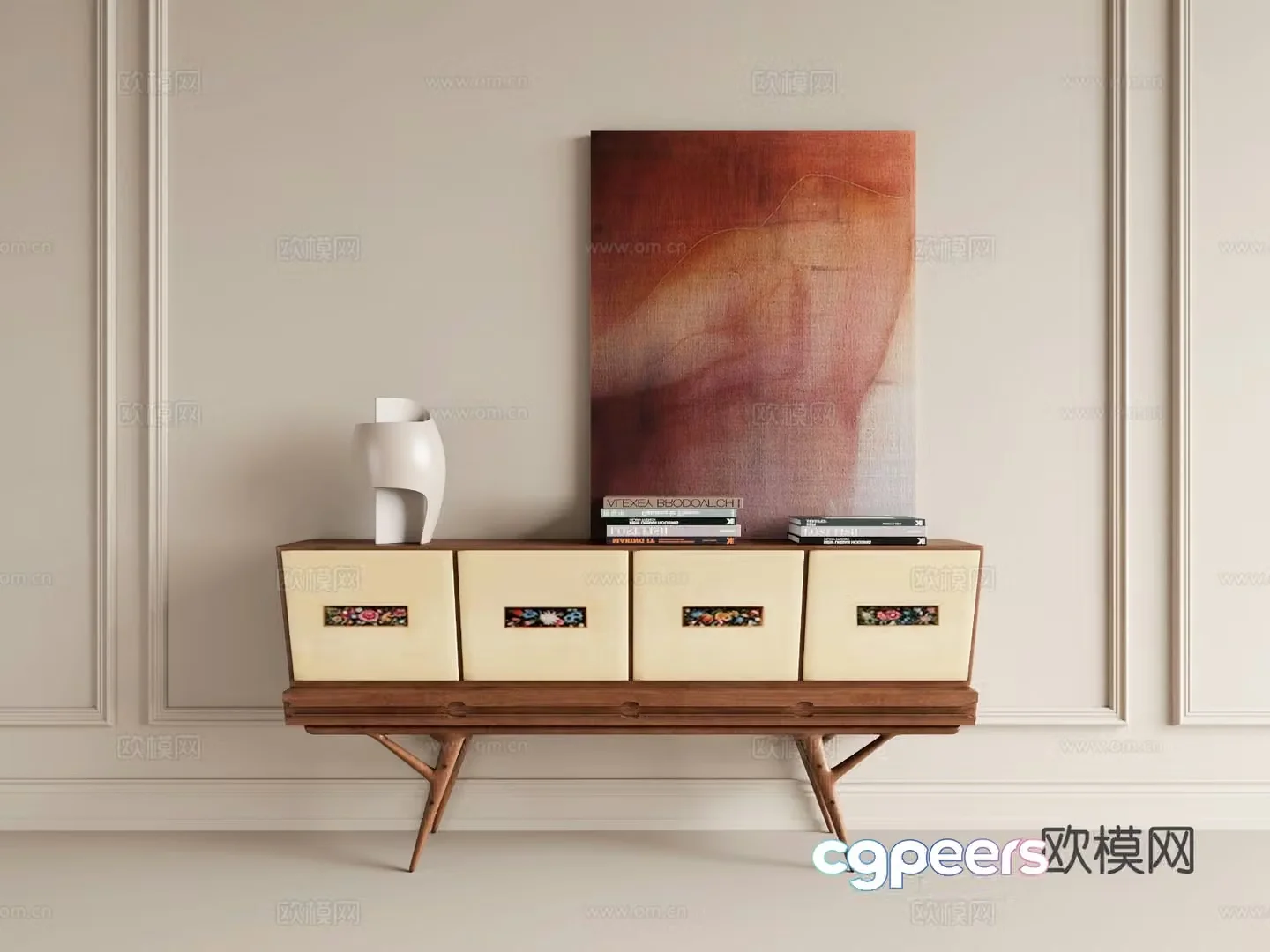 Nordic entrance cabinet side cabinet 3d model