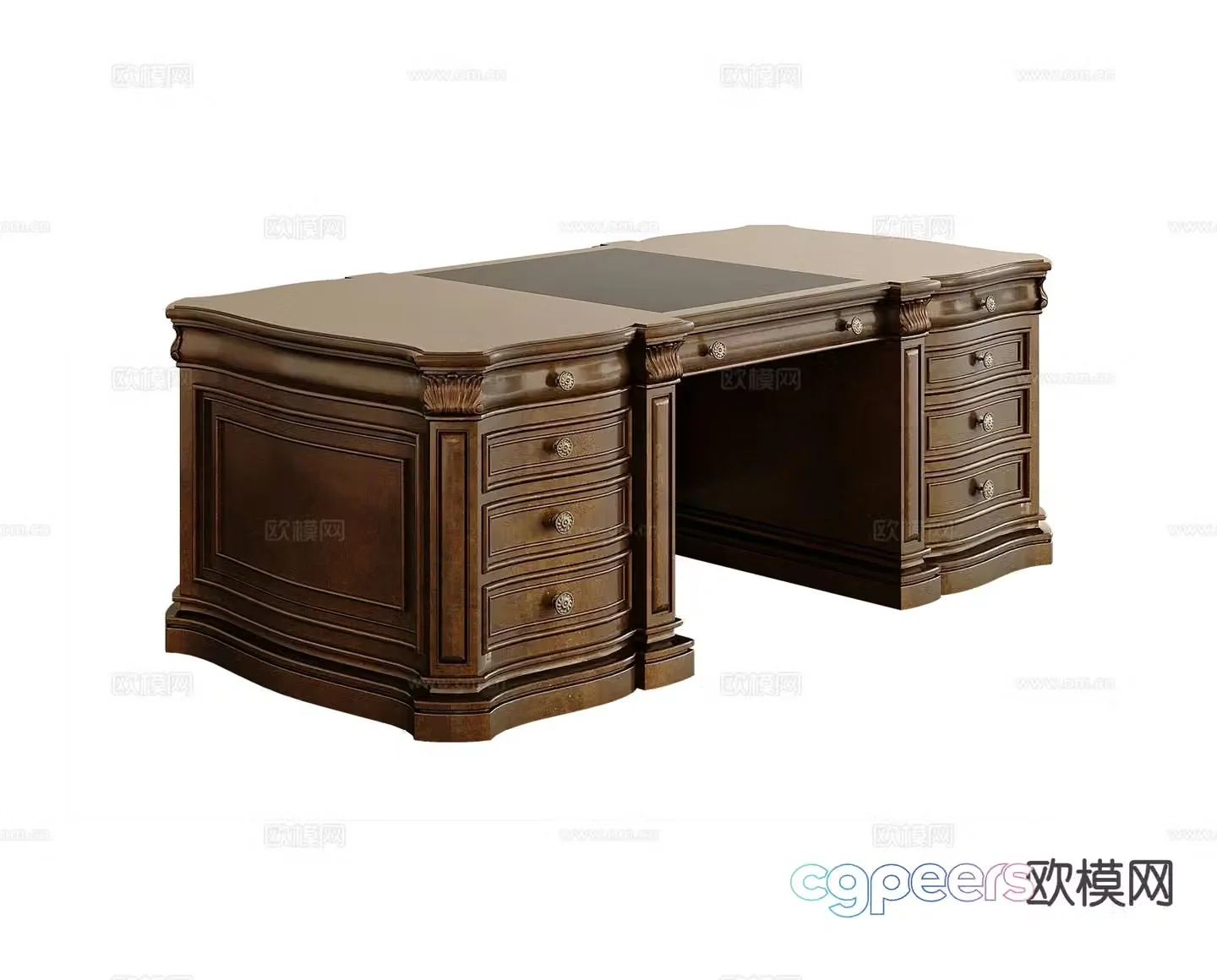 American desk writing desk computer desk 3d model