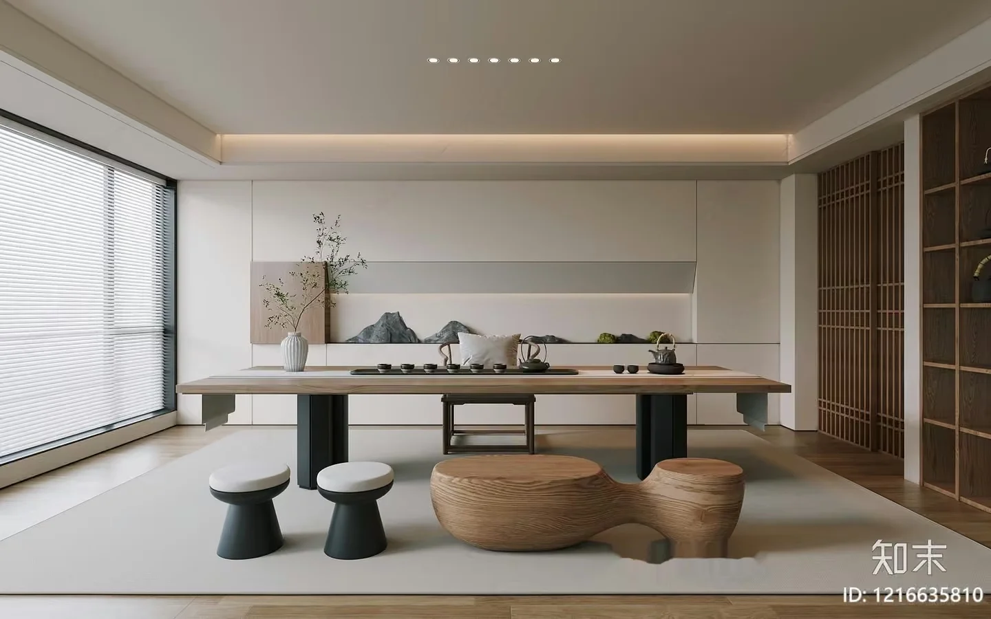 Modern Japanese-Style Living Room 3D Model – 15334 – VRAY Render