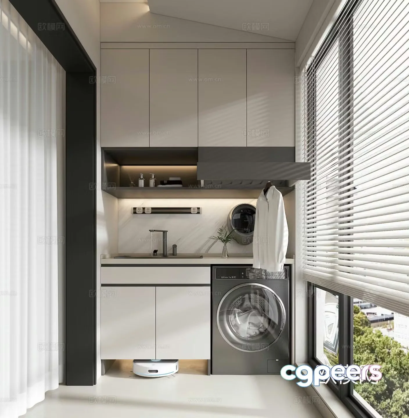 Modern home balcony balcony washing machine cabinet balcony washing machine washing machine clothes dryer 3d model
