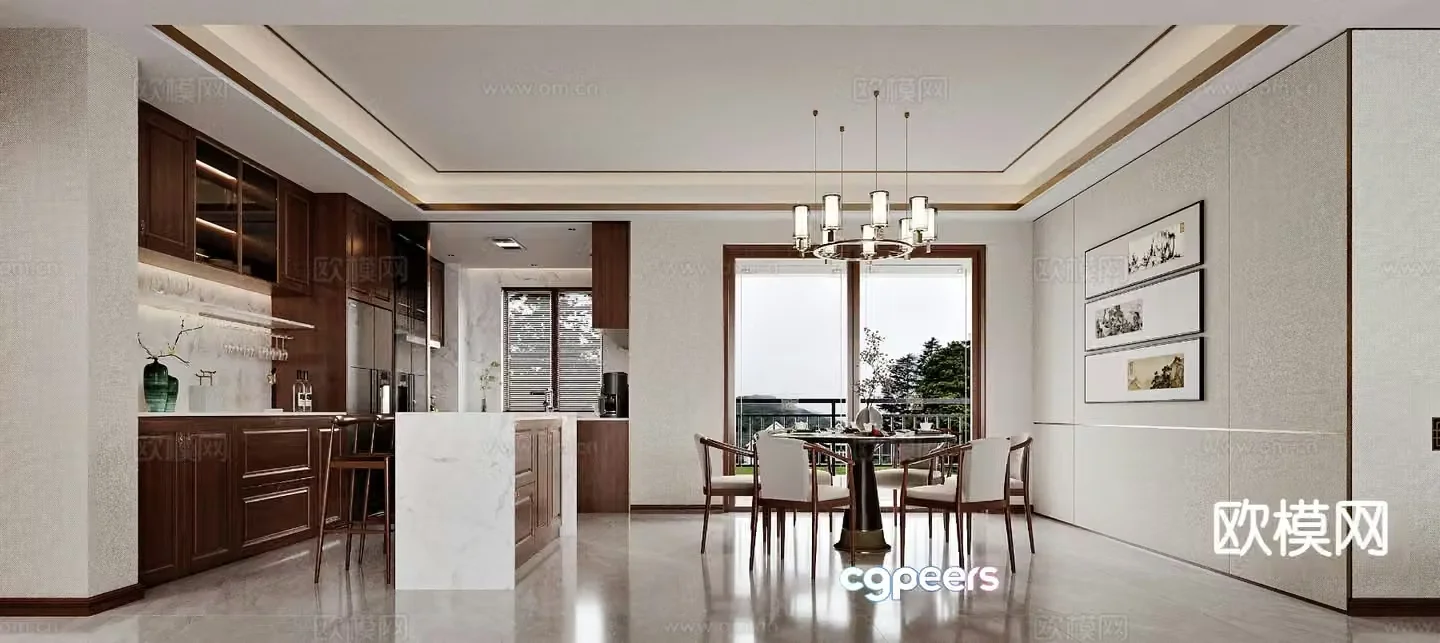 New Chinese restaurant Western kitchen area 3D model