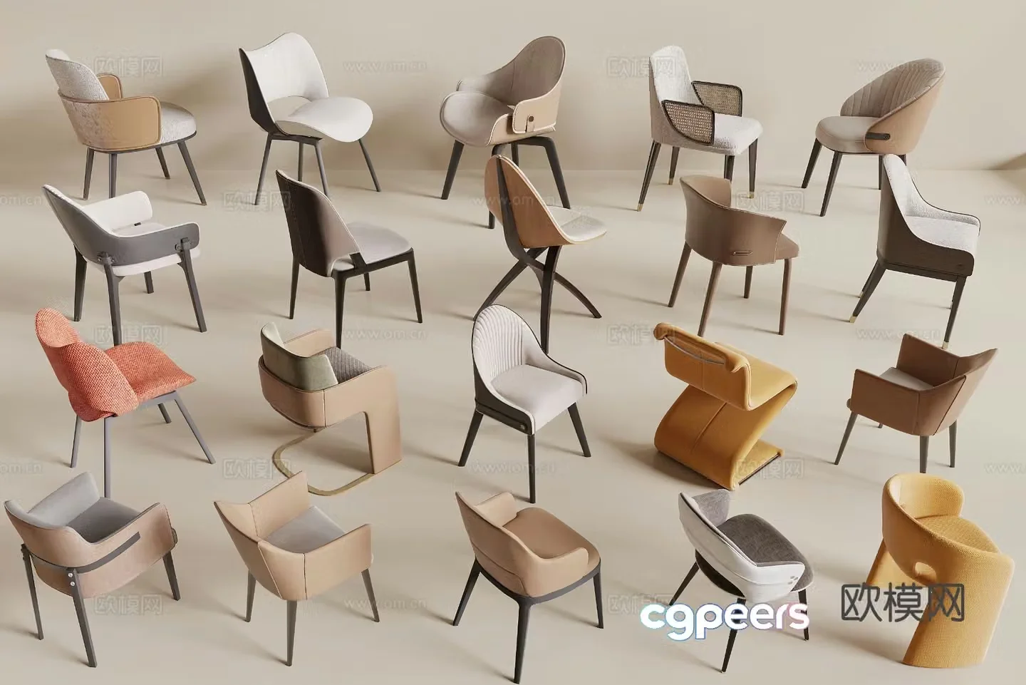 Modern chair dining chair 3d model