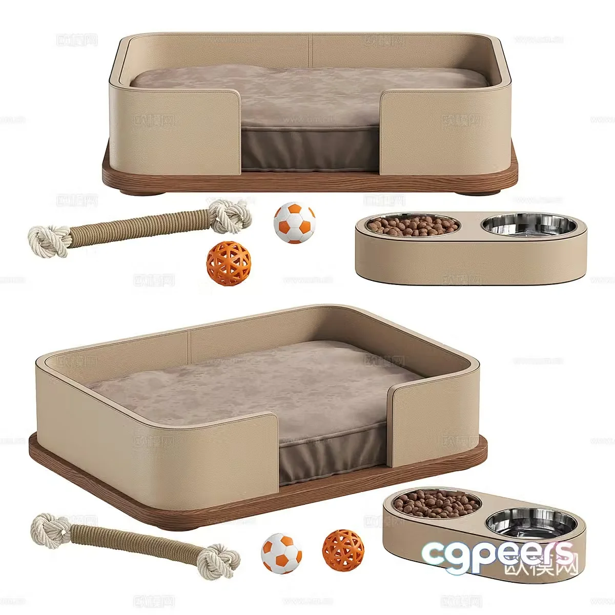 Modern Pinetti Dog Pet Supplies Set 3D Model
