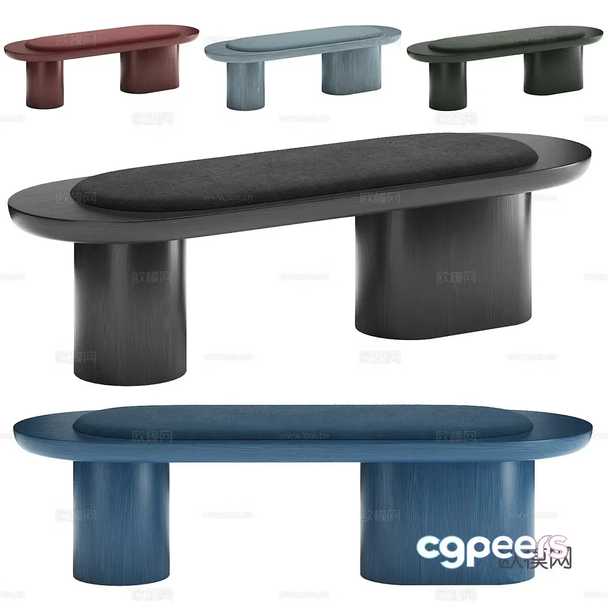 New Chinese style BNK bench stool bed tail stool bed 3D model