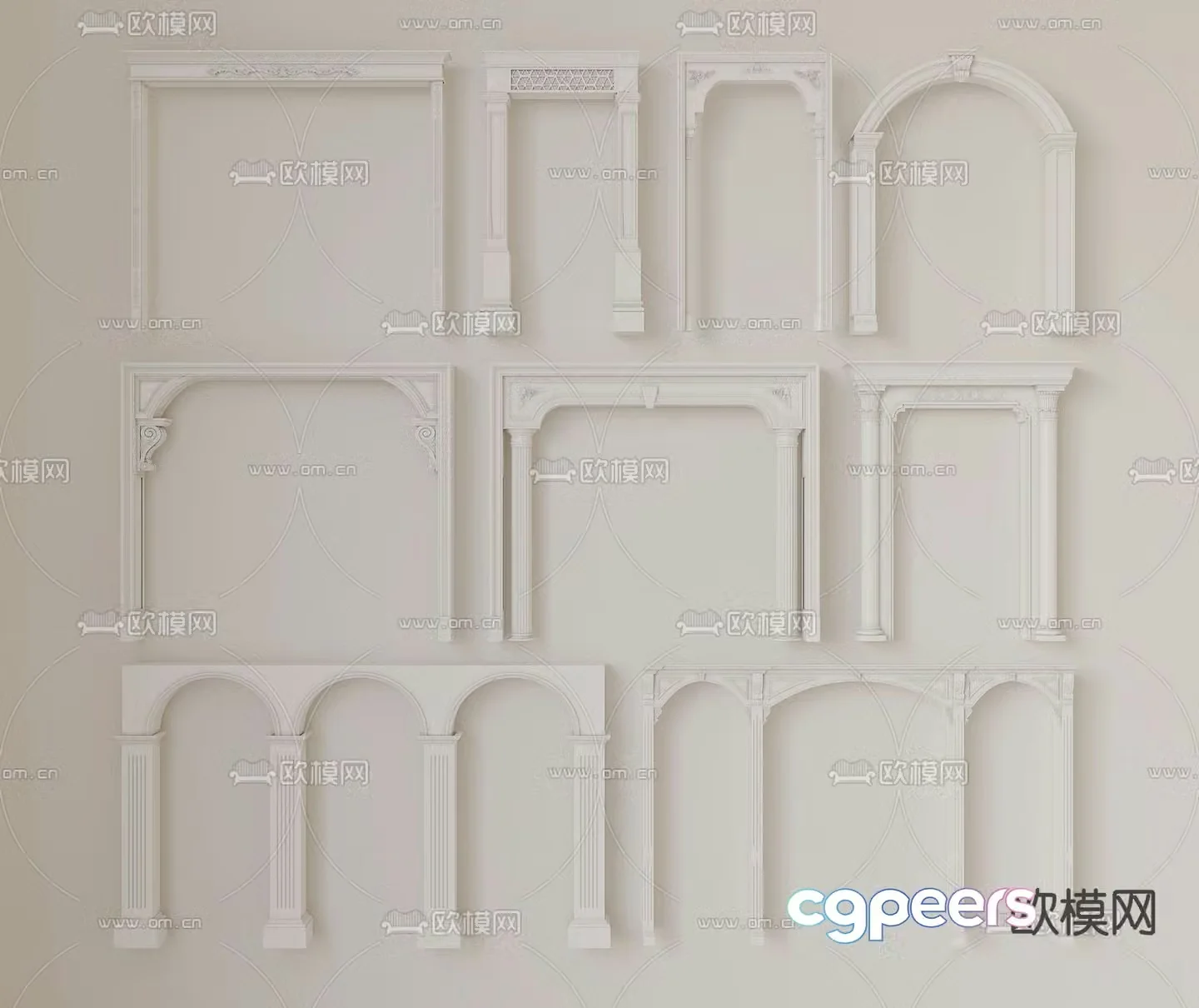 Simple European door frame doorway door hole 3D model