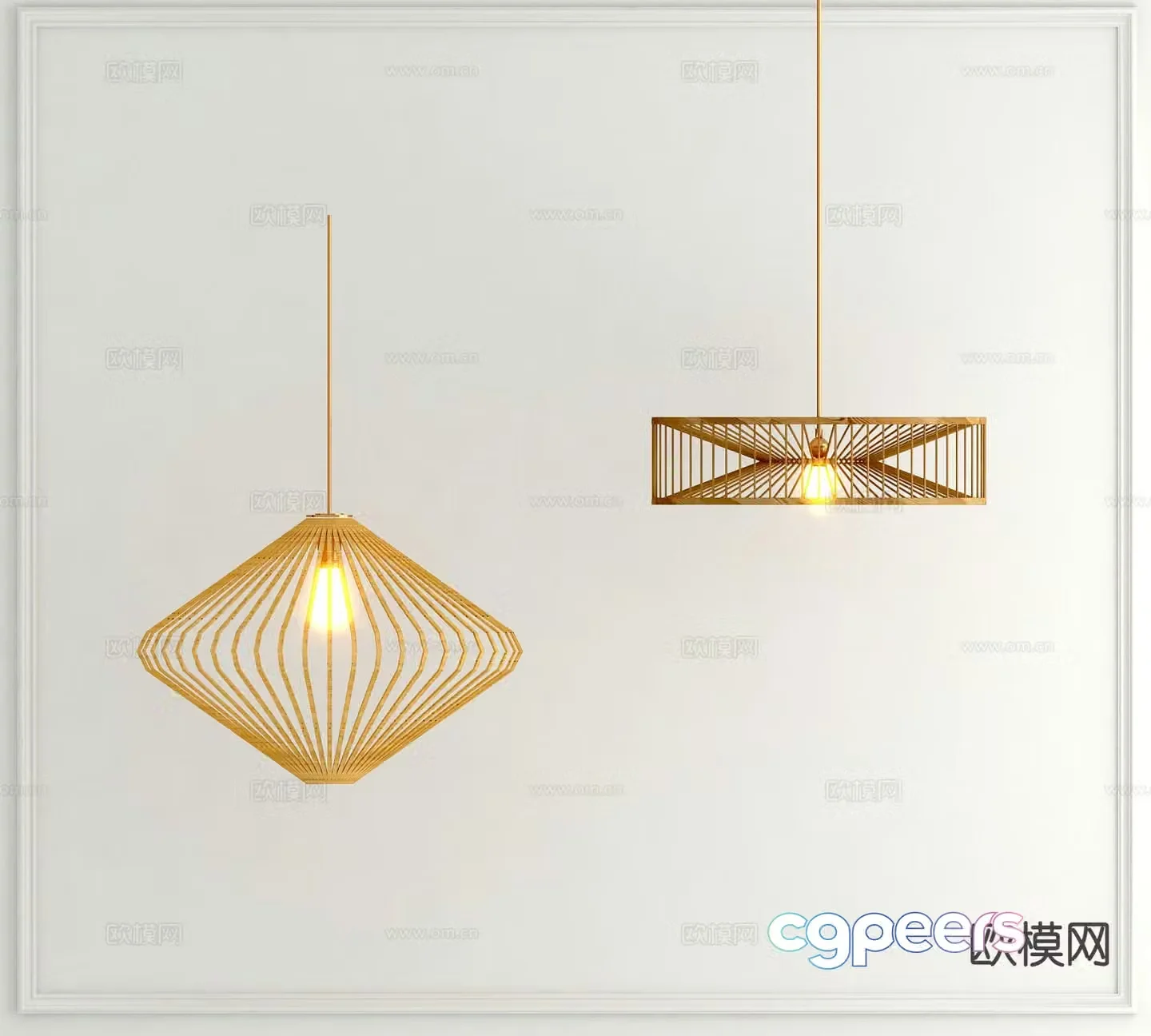 Wabi-sabi chandelier bamboo chandelier 3d model