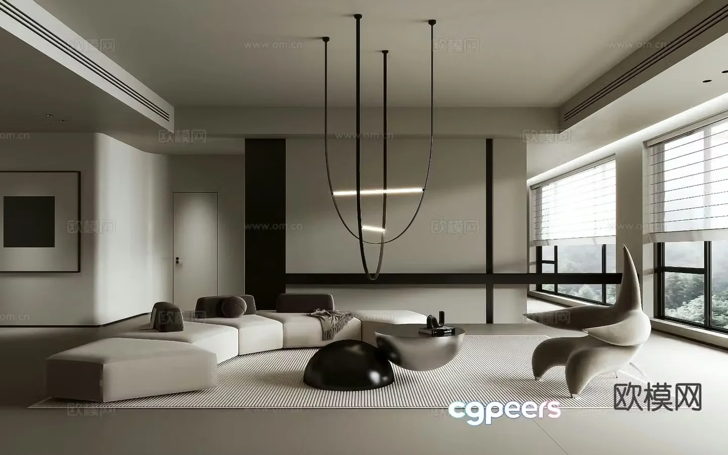 Premium gray living room 3d model