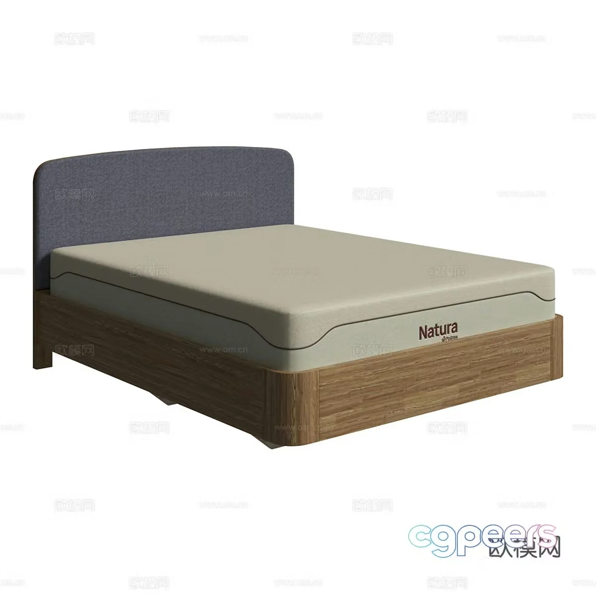 Nordic simple double bed double bed simple bed bedroom bed 3d model