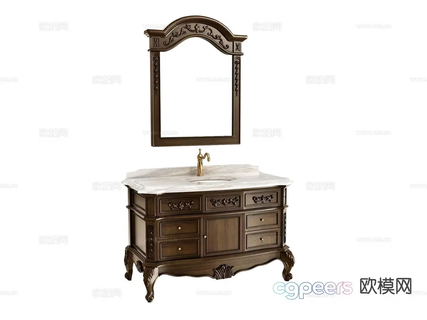 European style bathroom cabinet bathroom 3D model