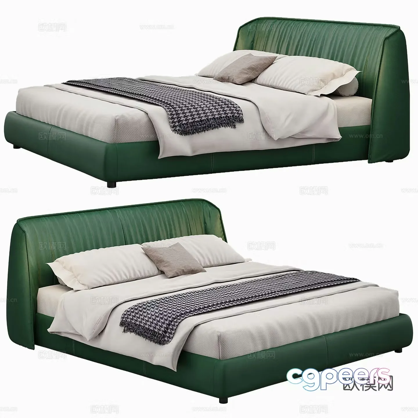 Modern leather double bed mattress mattress 3D model