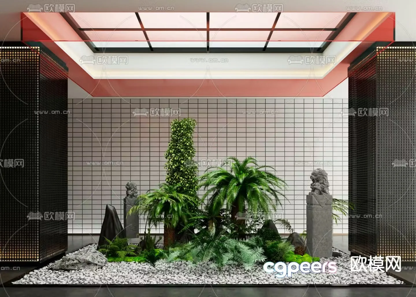 Indoor patio green plant landscaping 3D model