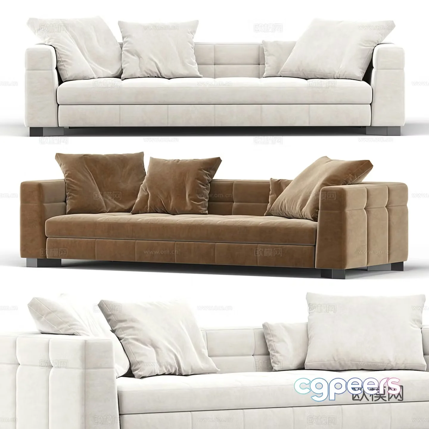 Modern light luxury multi-person sofa collection 3d model