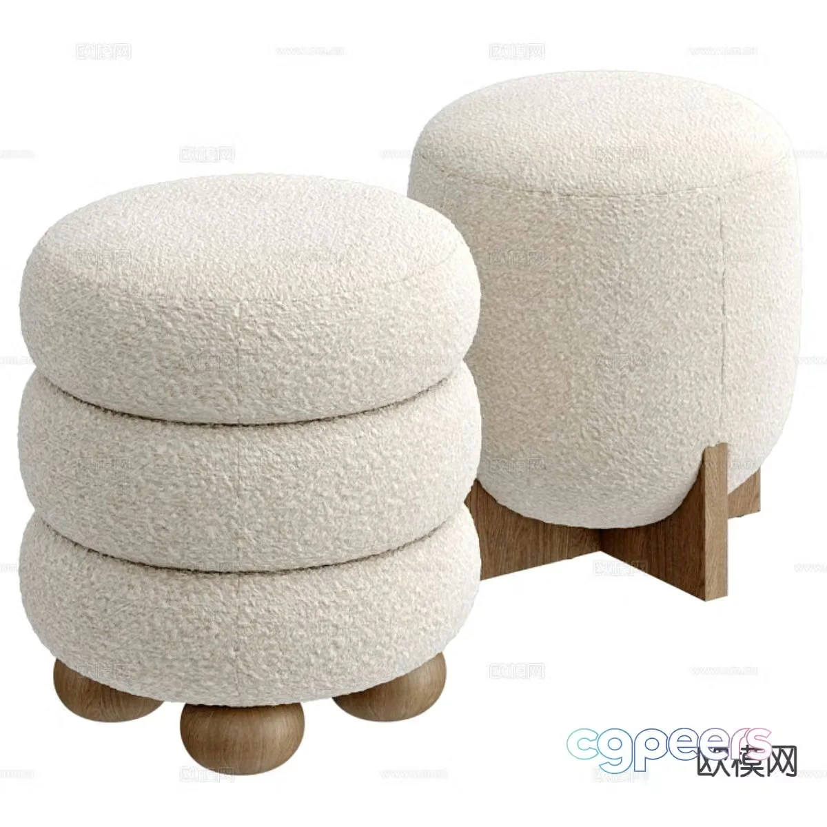 minotti modern sofa stool 3d model