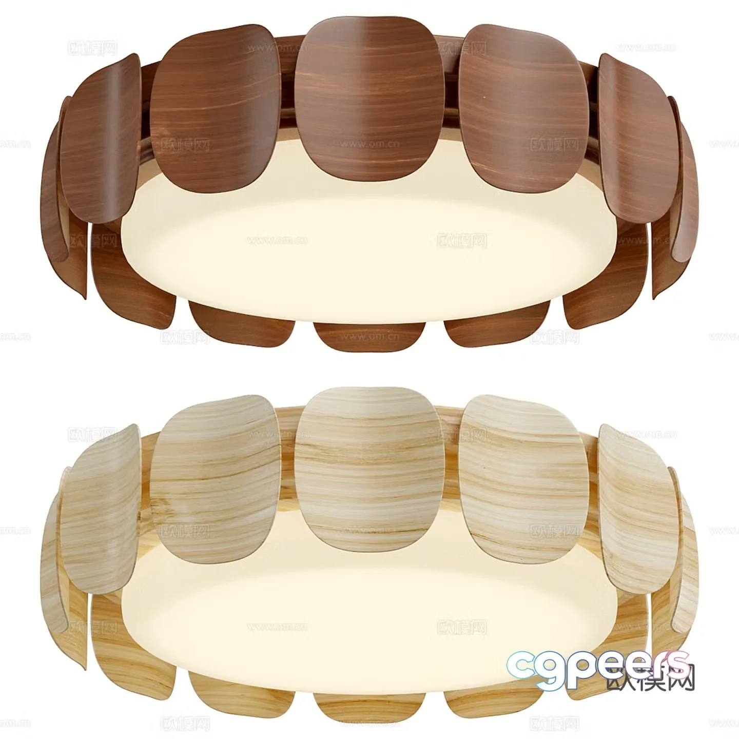 Modern curved wooden ceiling lights collection 3d model