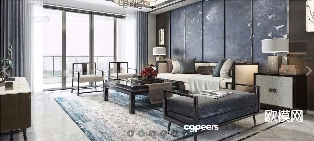 New Chinese style modular sofa 3d model