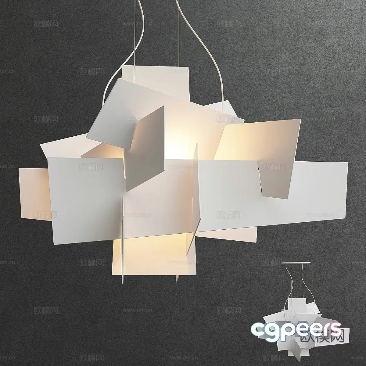 New Chinese style decorative chandelier paper lantern 3d model