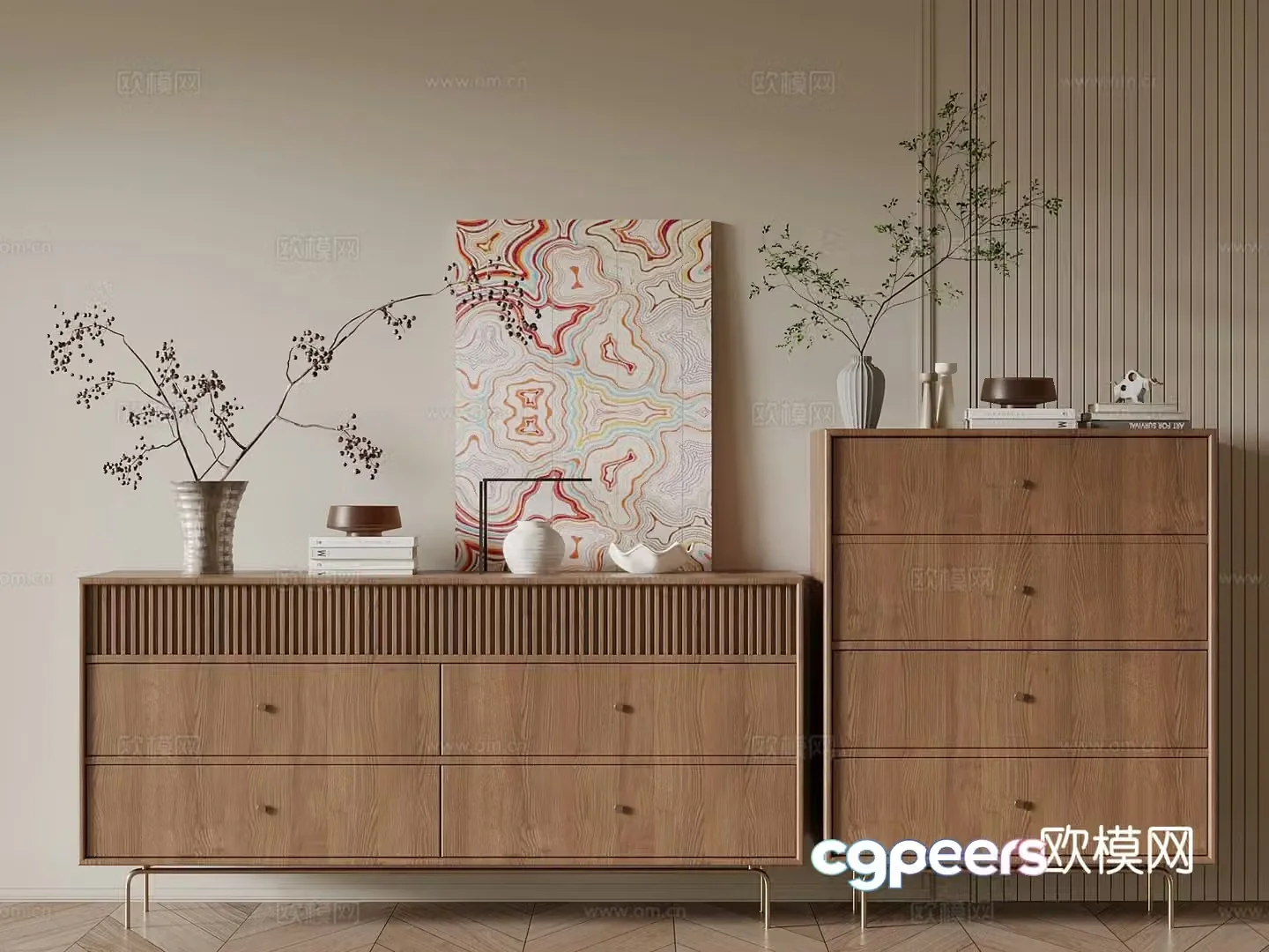 Medieval style chest of drawers end view cabinet entrance cabinet 3D model