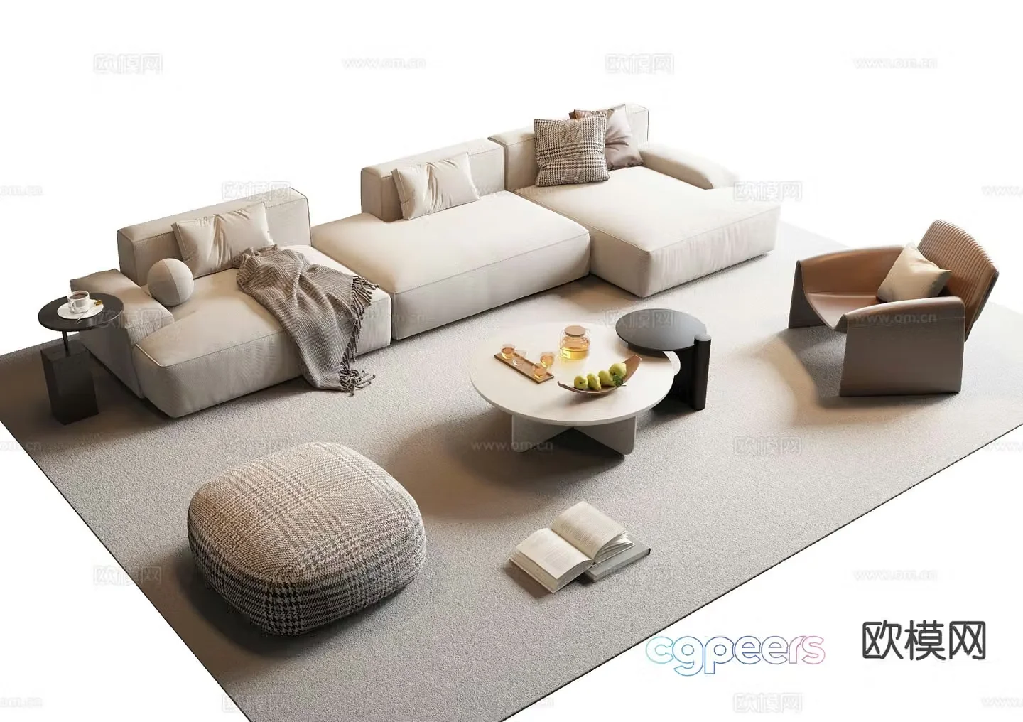 Upholstered sofa modular sofa 3d model