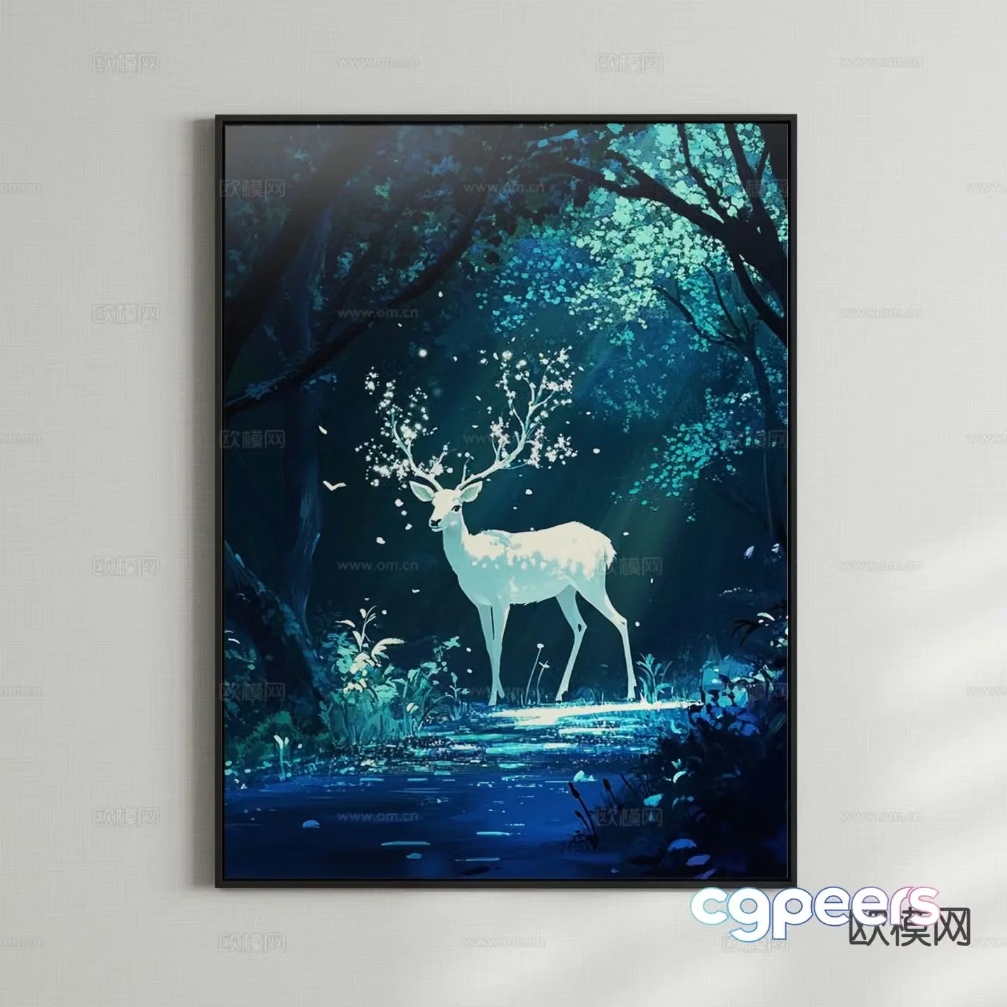 Decorative Painting Art Painting Lin Shenjian Deer Hanging Painting 3D Model