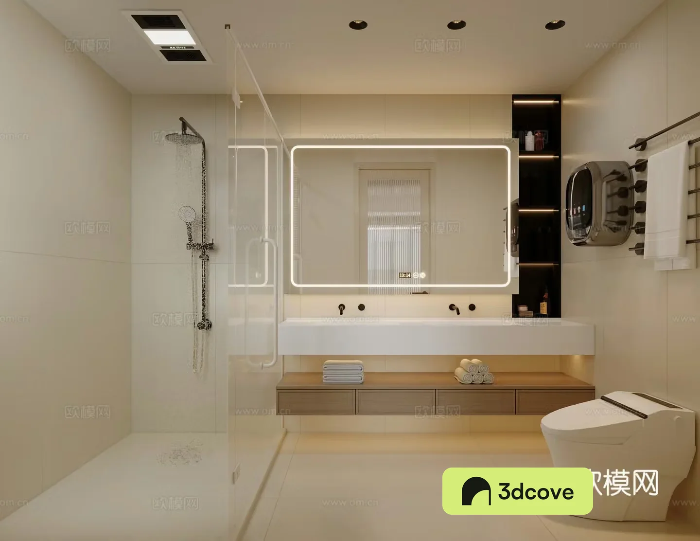 Modern Cream Wasabi Bathroom 3D Model