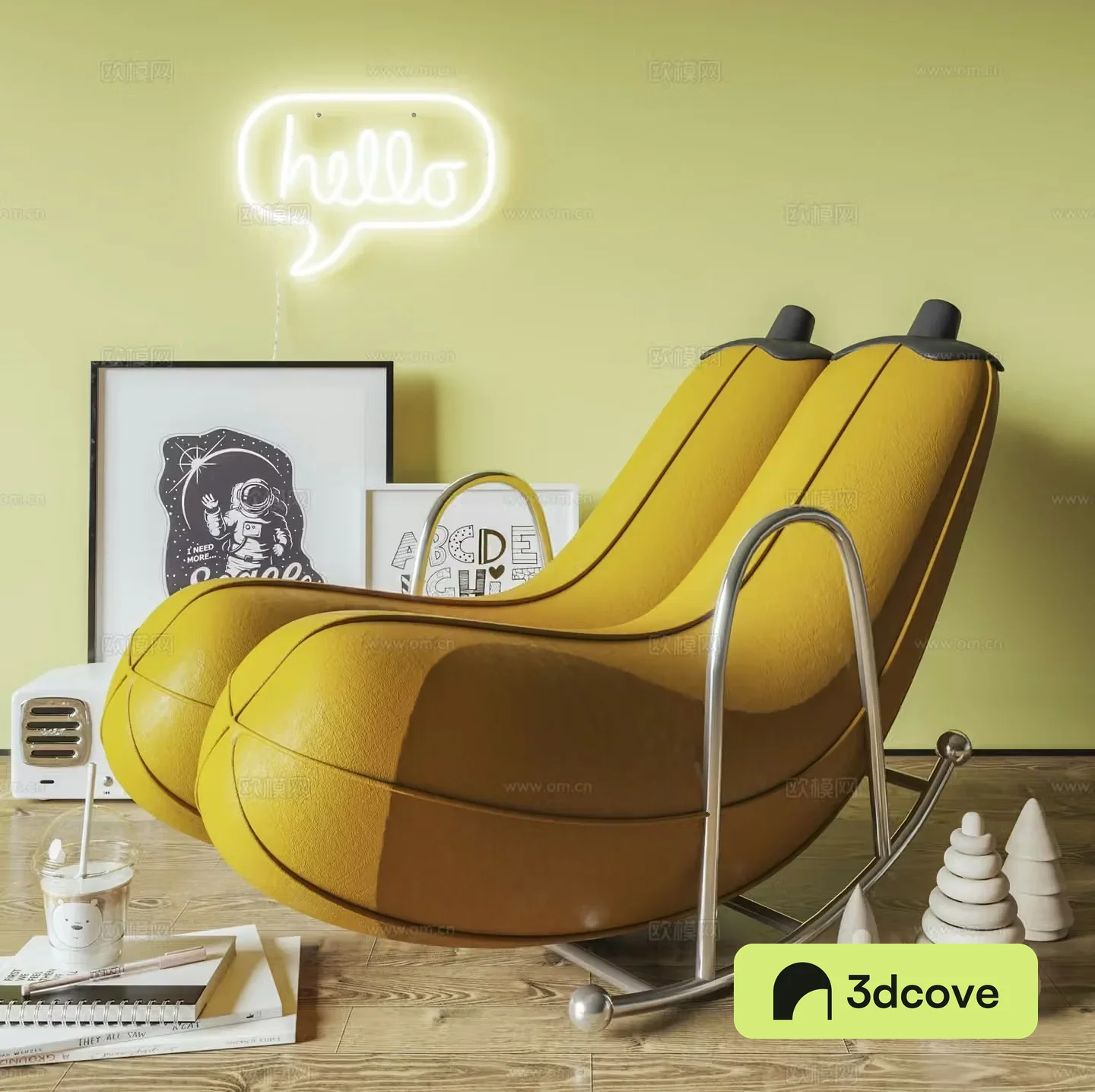 Cream style leisure chair banana chair rocking chair
