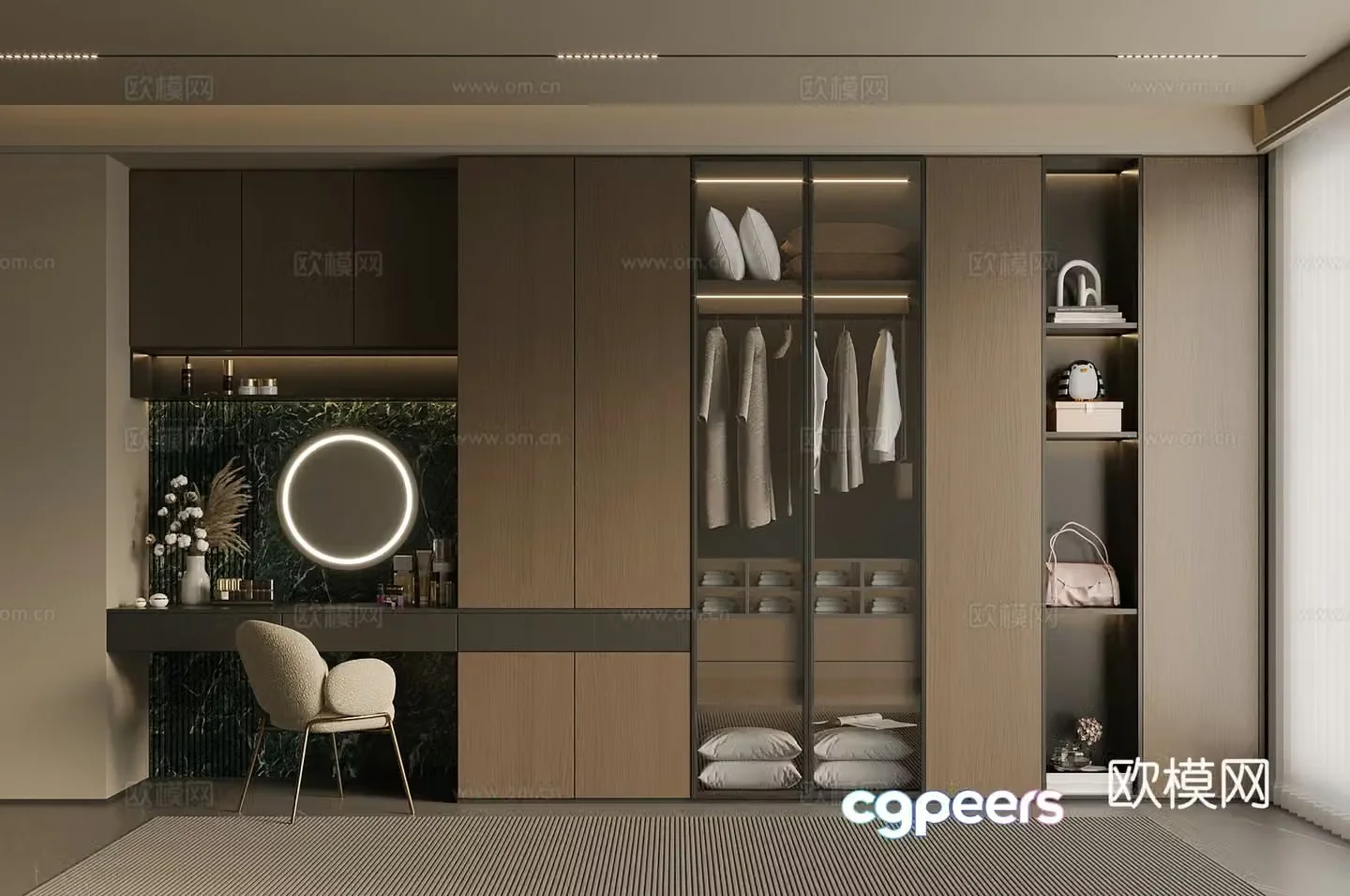 Italian light luxury wardrobe master bedroom wardrobe bedroom wardrobe wardrobe wardrobe dressing table 3d model