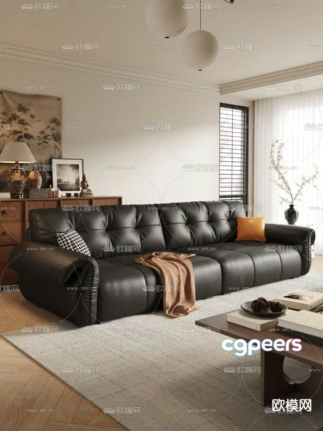 Medieval style multi-person sofa 3D model