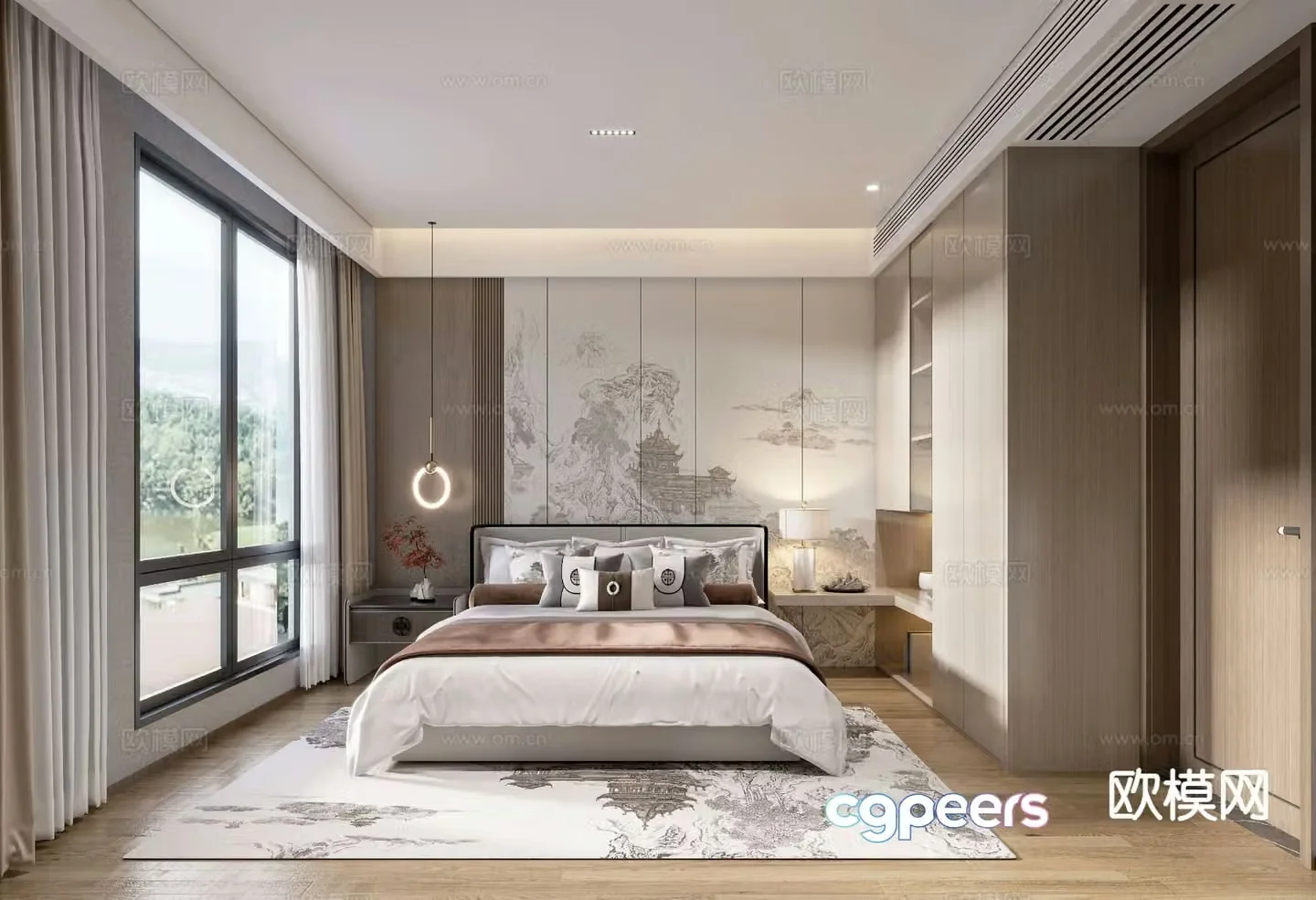 New Chinese style bedroom master bedroom 3d model