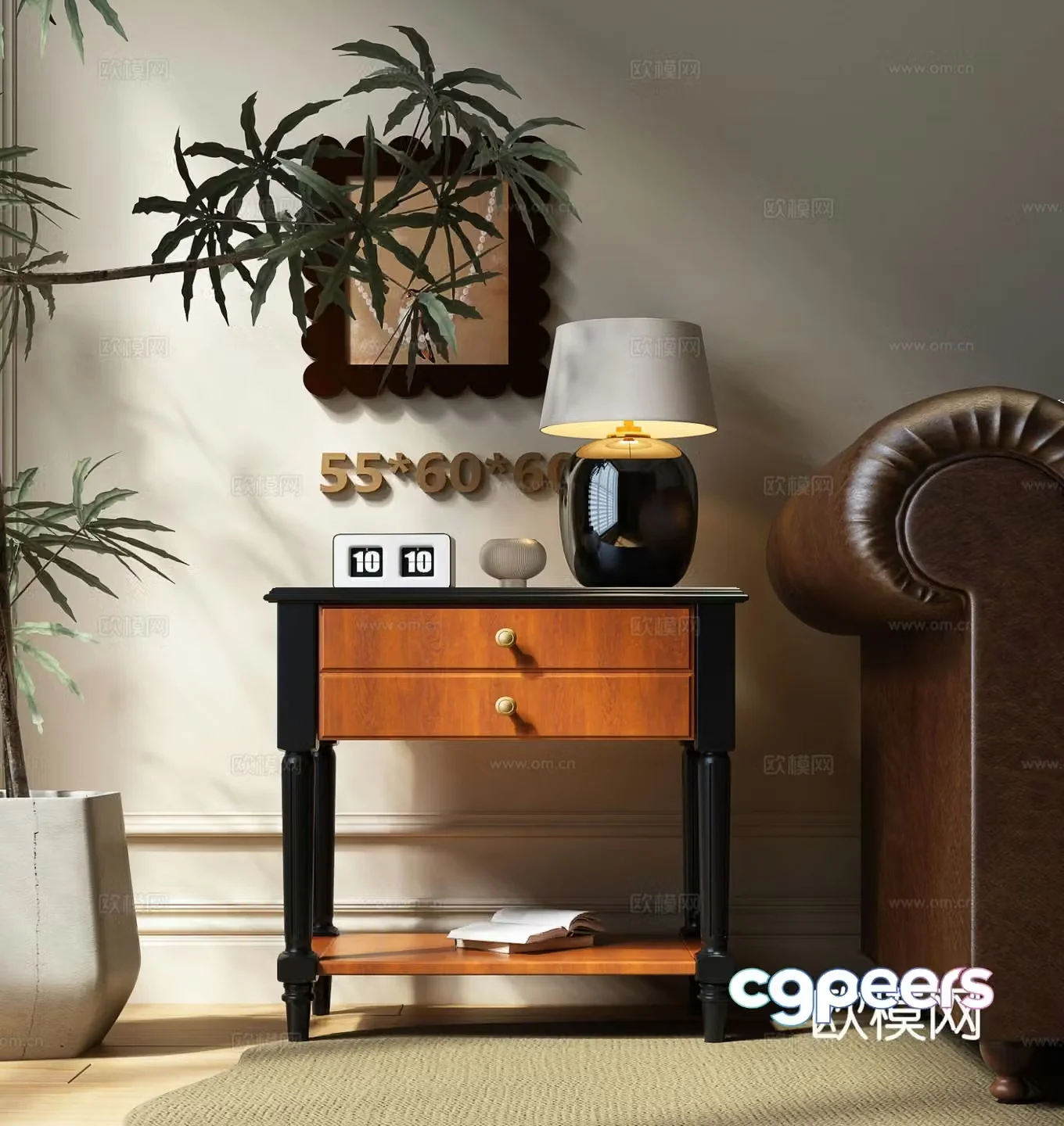 French bedside table 3d model
