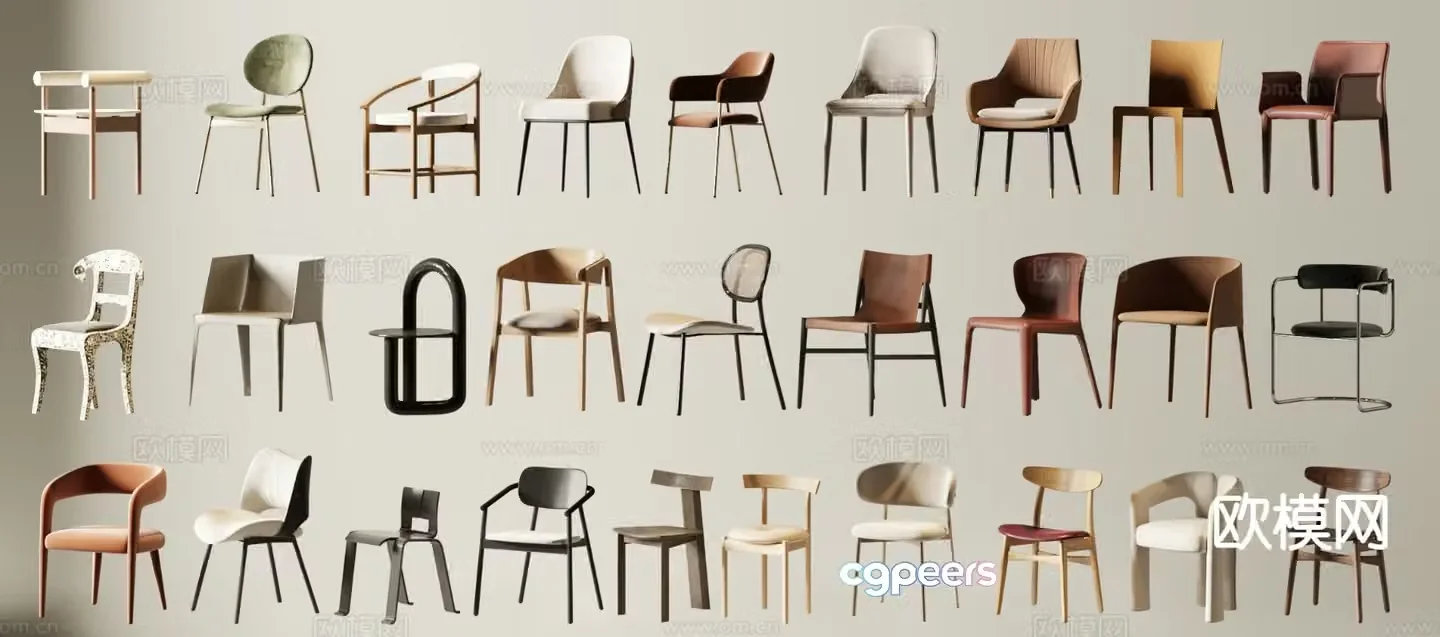 Modern single chair dining chair leisure chair chair 3d model