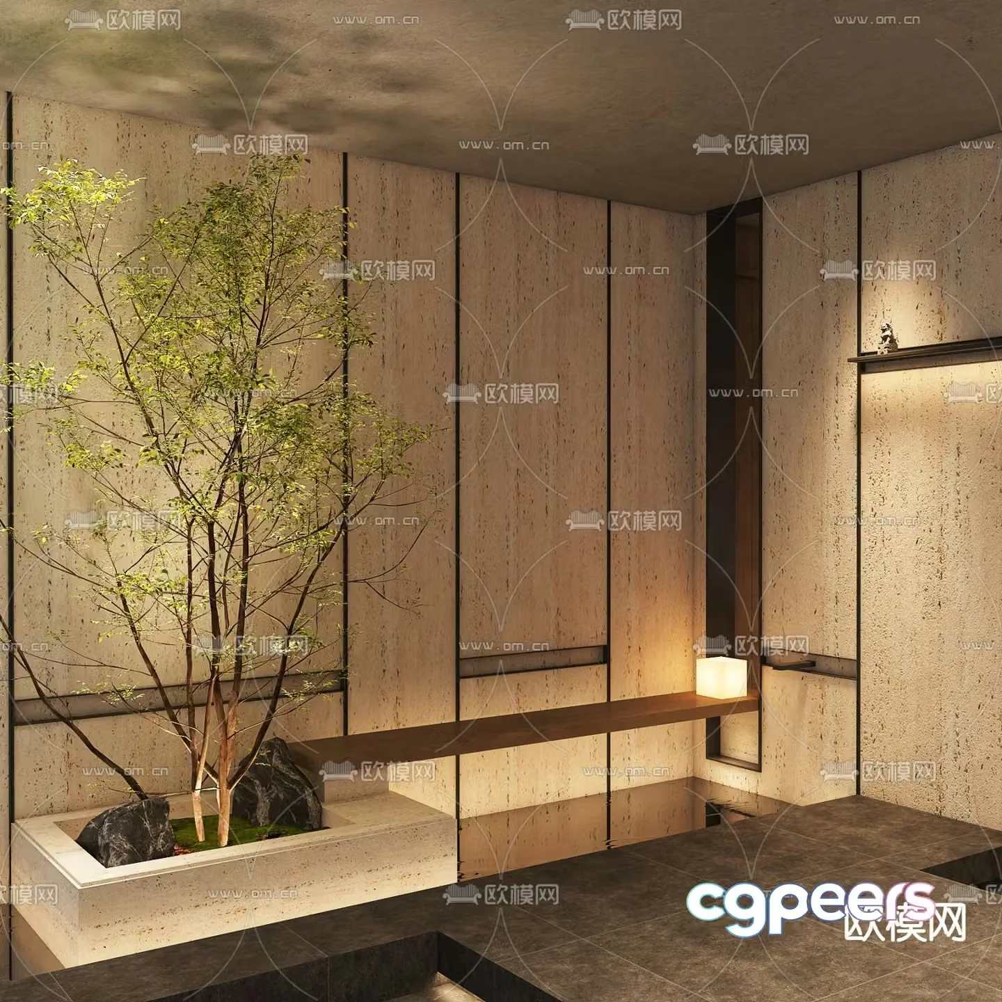 Indoor landscaping landscape water feature 3d model