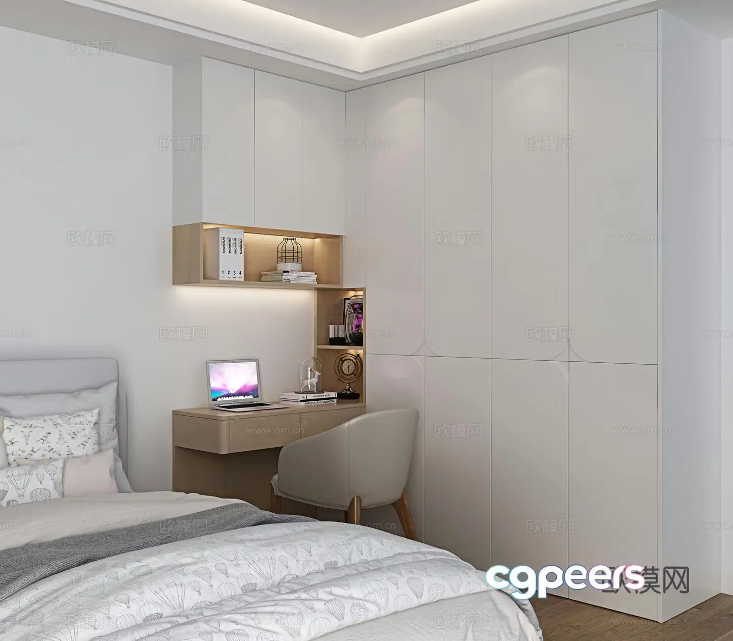 Modern wardrobe Desk integrated cabinet 3d model