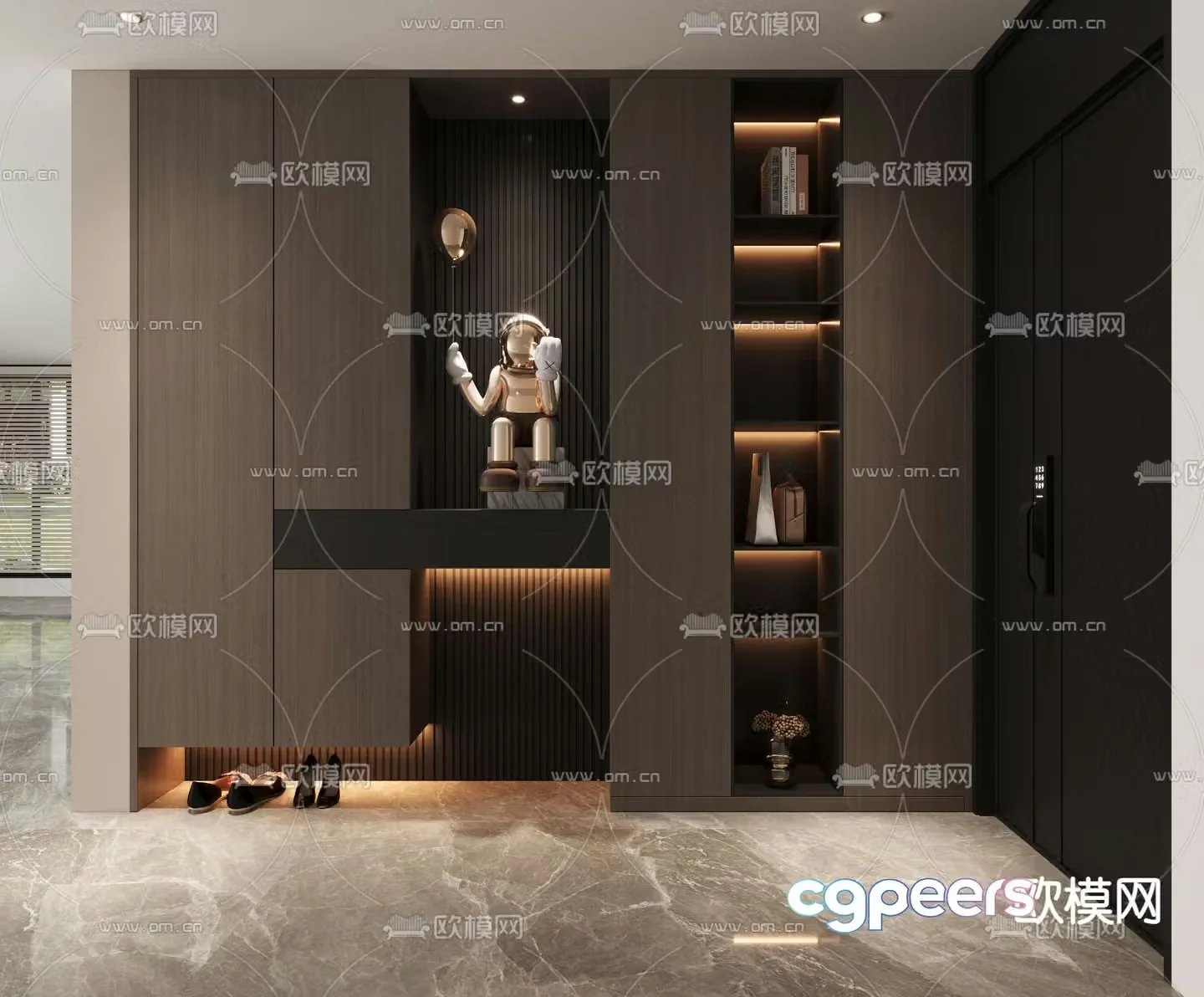 Modern entrance shoe cabinet 3d model
