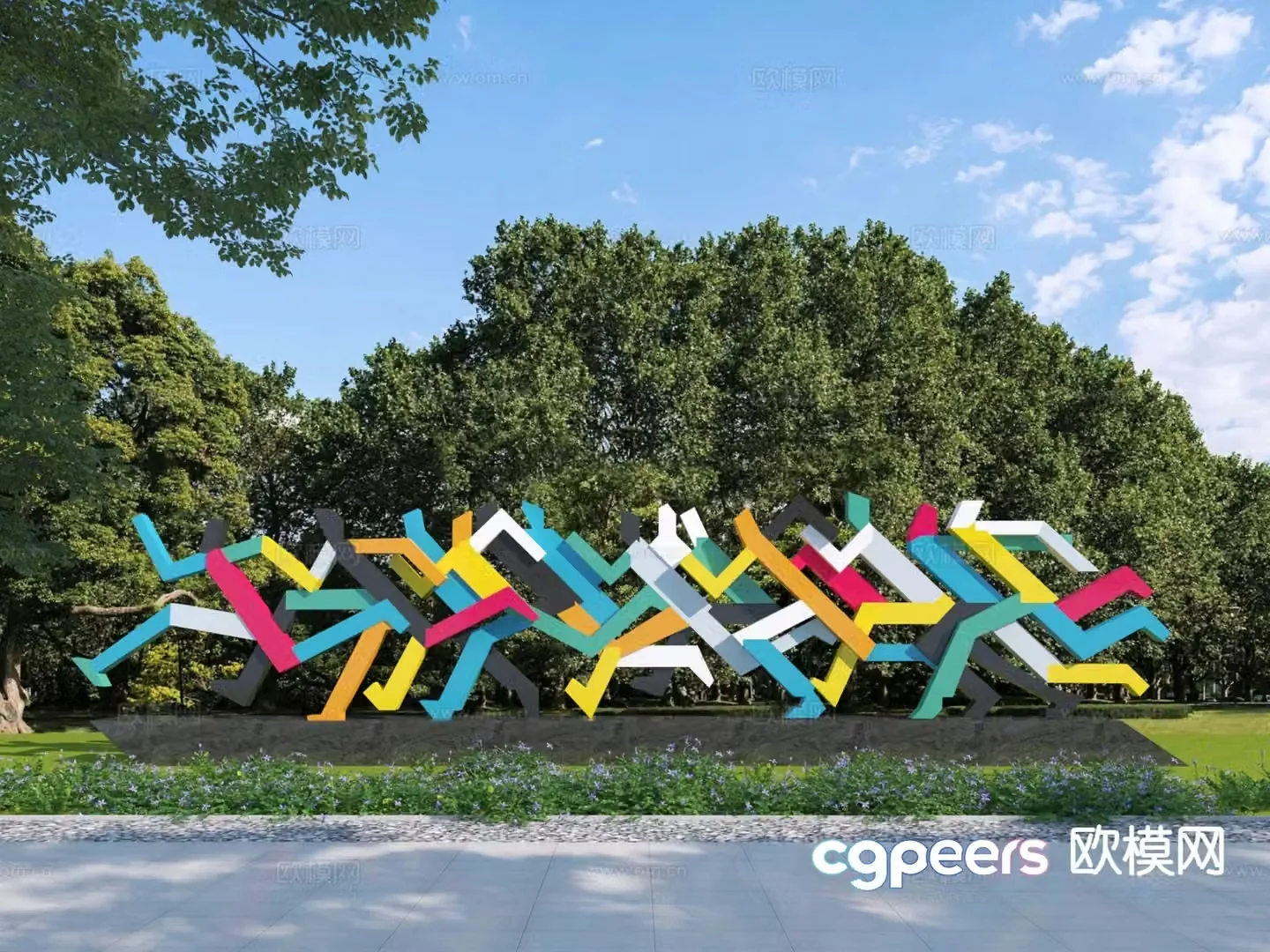Modern movement sculpture sketch 3d model