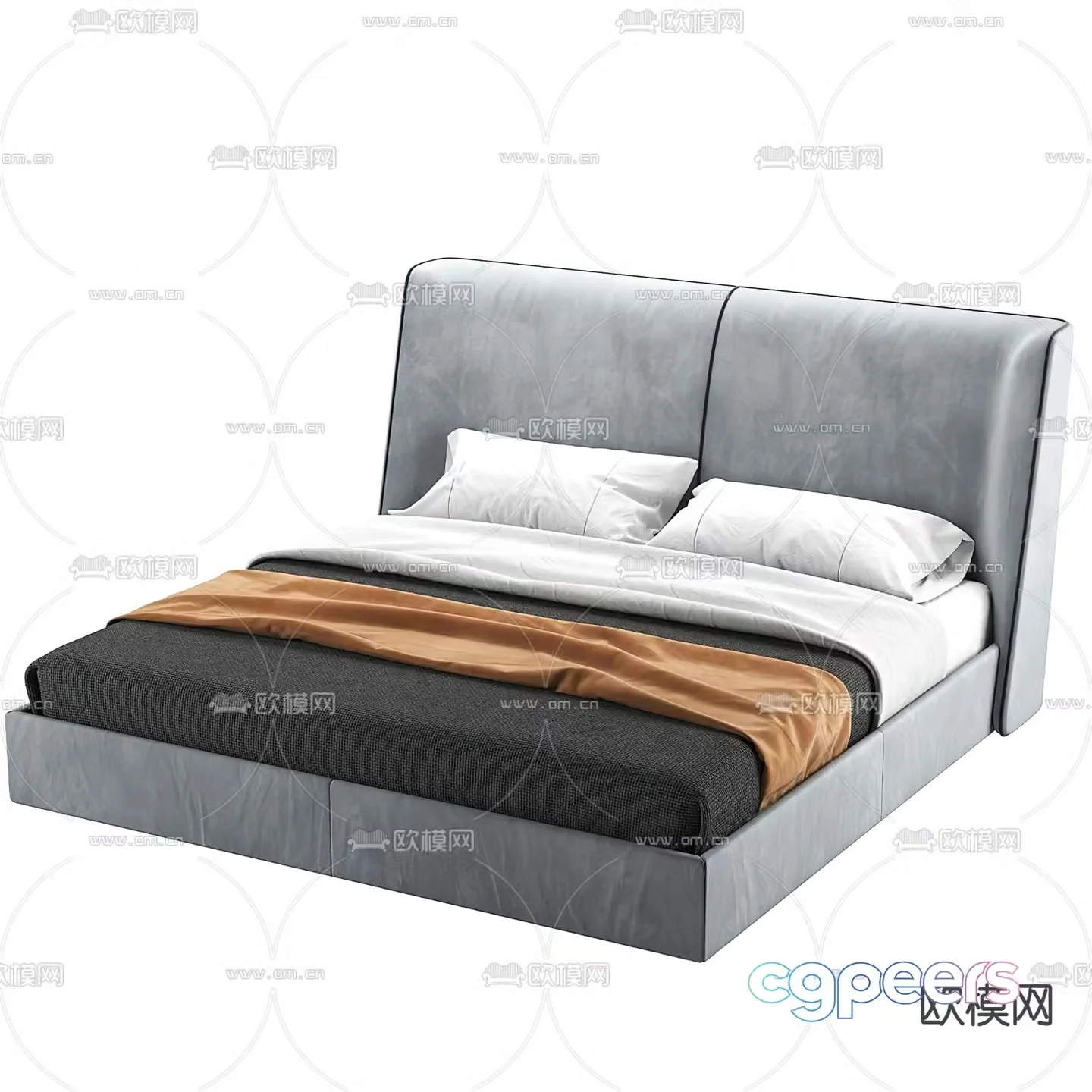 Double bed fabric double bed 3d model
