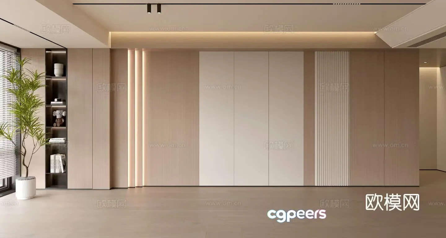 Modern minimalist background wall Sofa background wall 3d model
