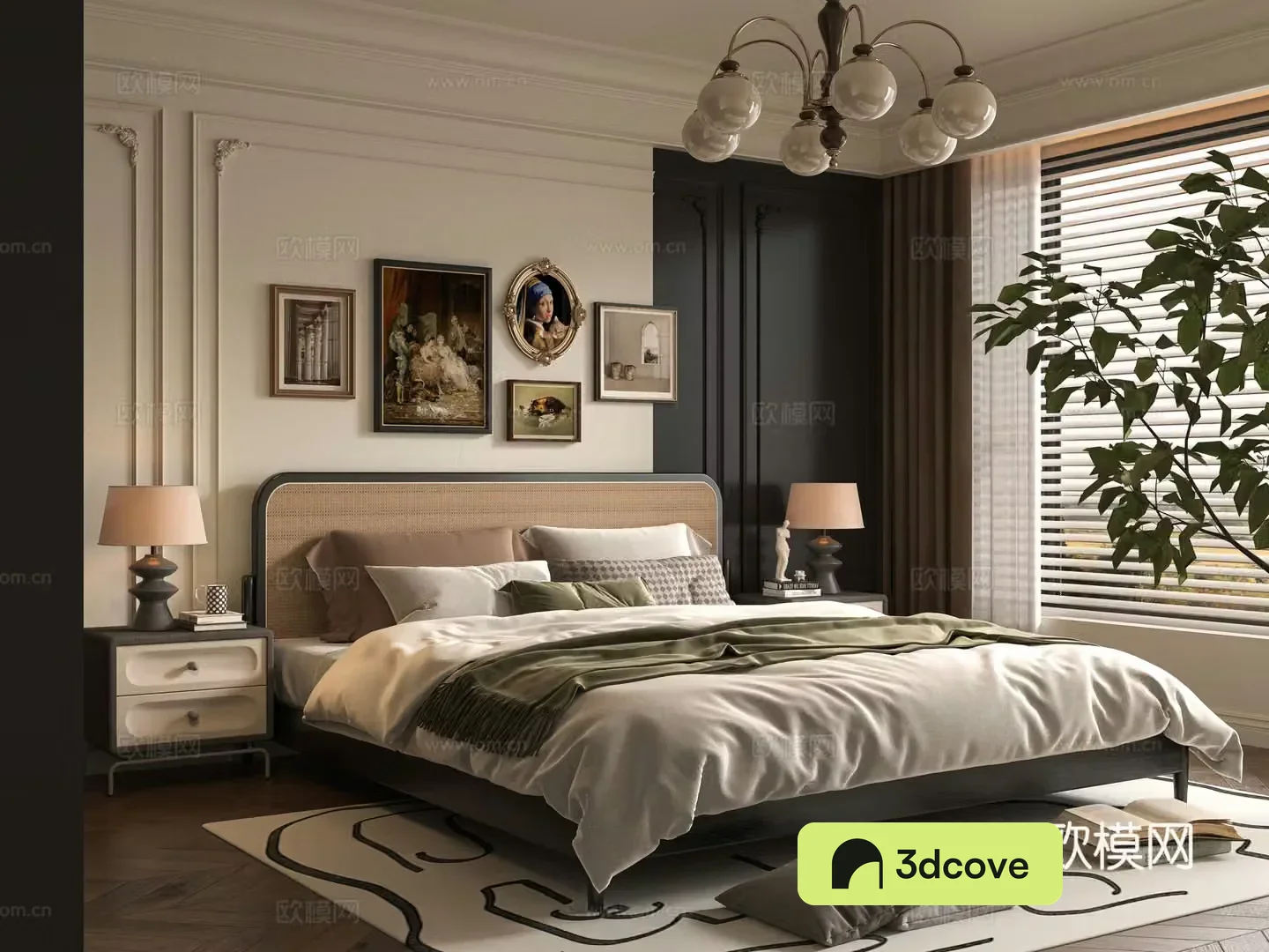 Middle-aged bedroom 3d model