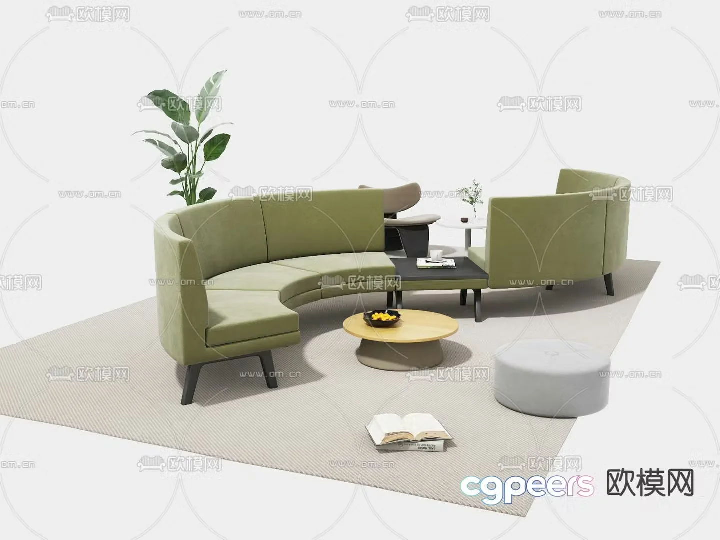 Office sofa booth sofa public sofa 3D model