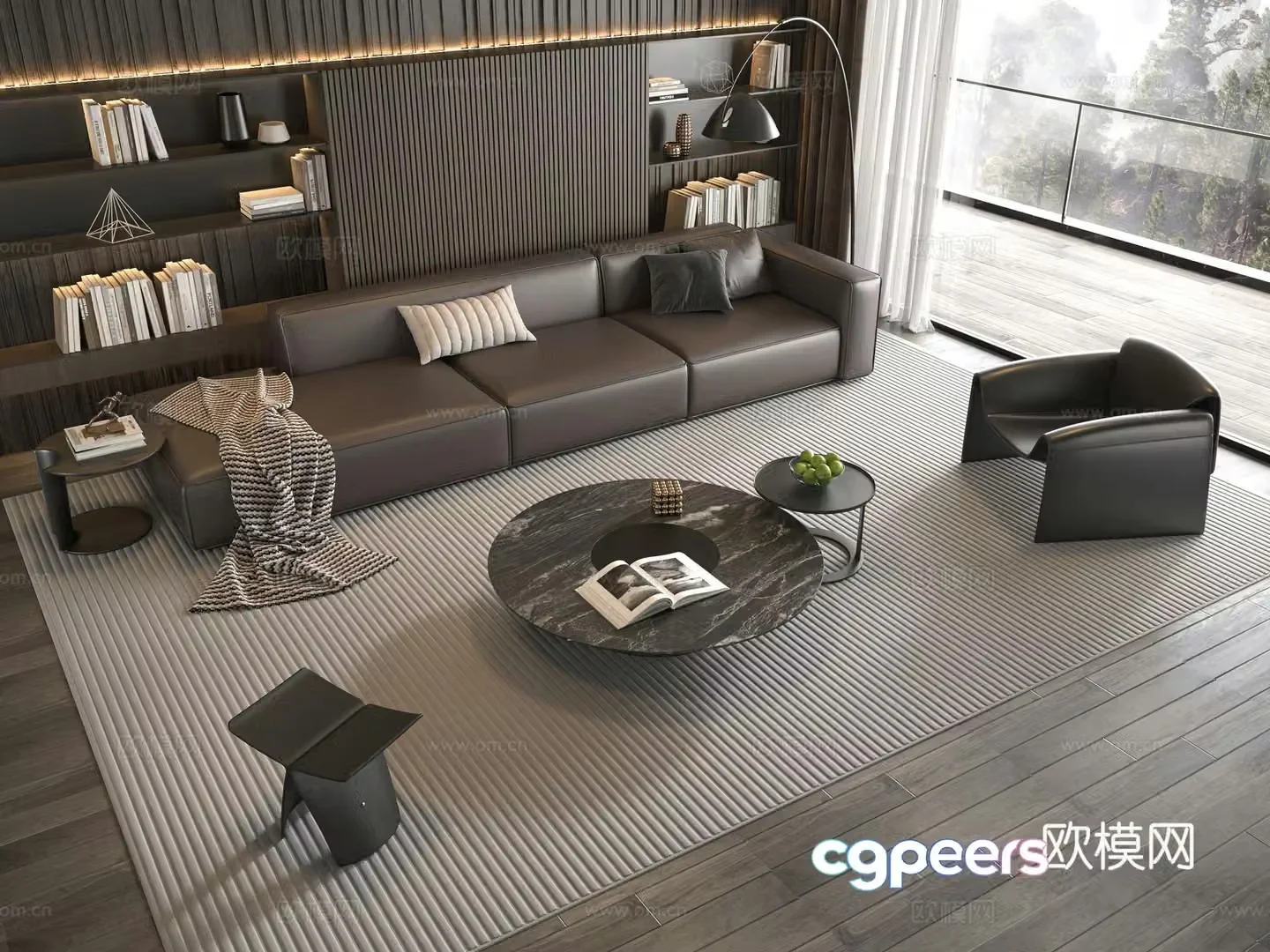 Minotti modern Italian sofa coffee table combination 3D model