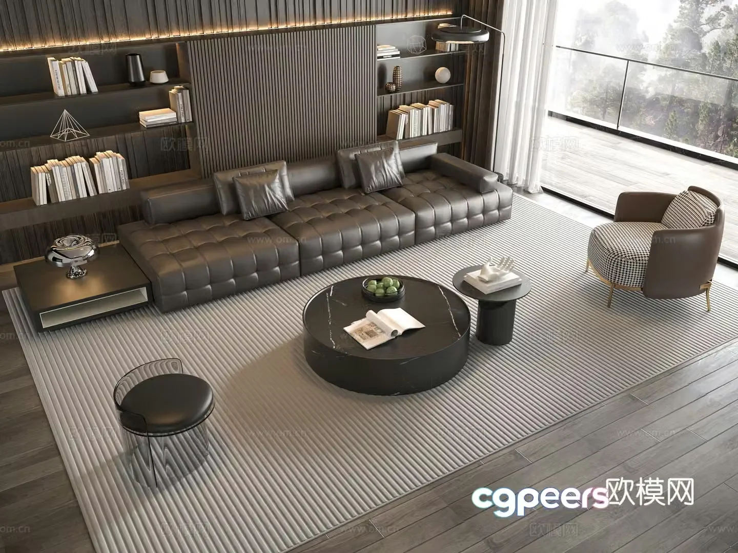 Minotti modern Italian sofa coffee table combination 3D model