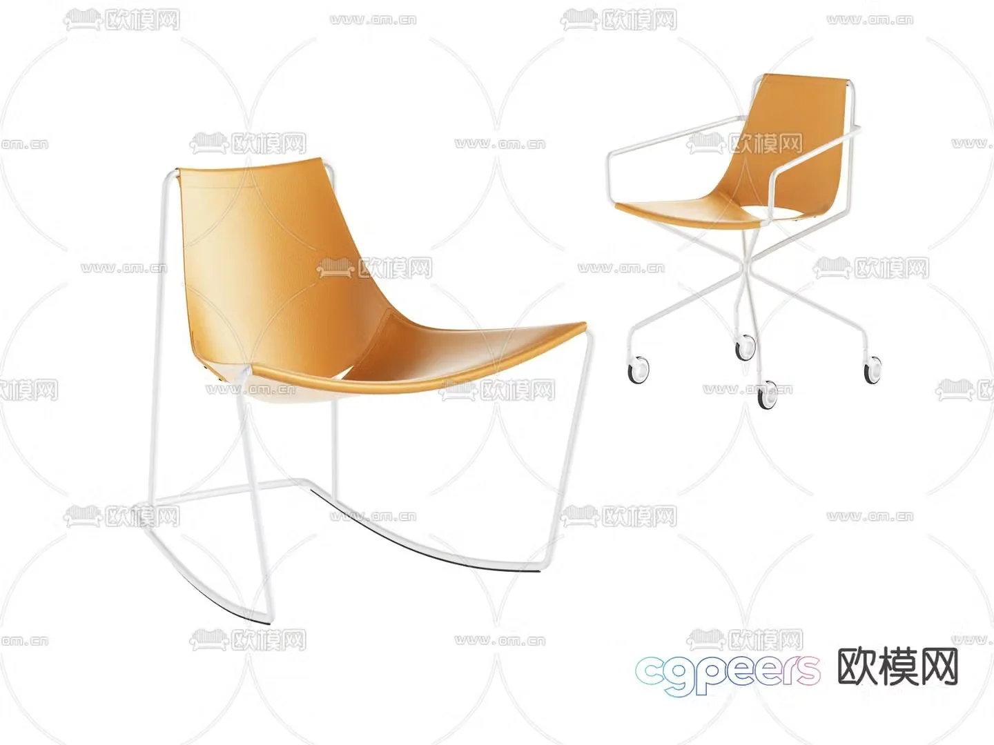 Simple chair office chair sliding wheelchair 3d model